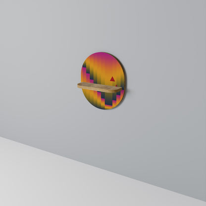 GOLDEN FADE Oval Art Shelf In Oak Effect