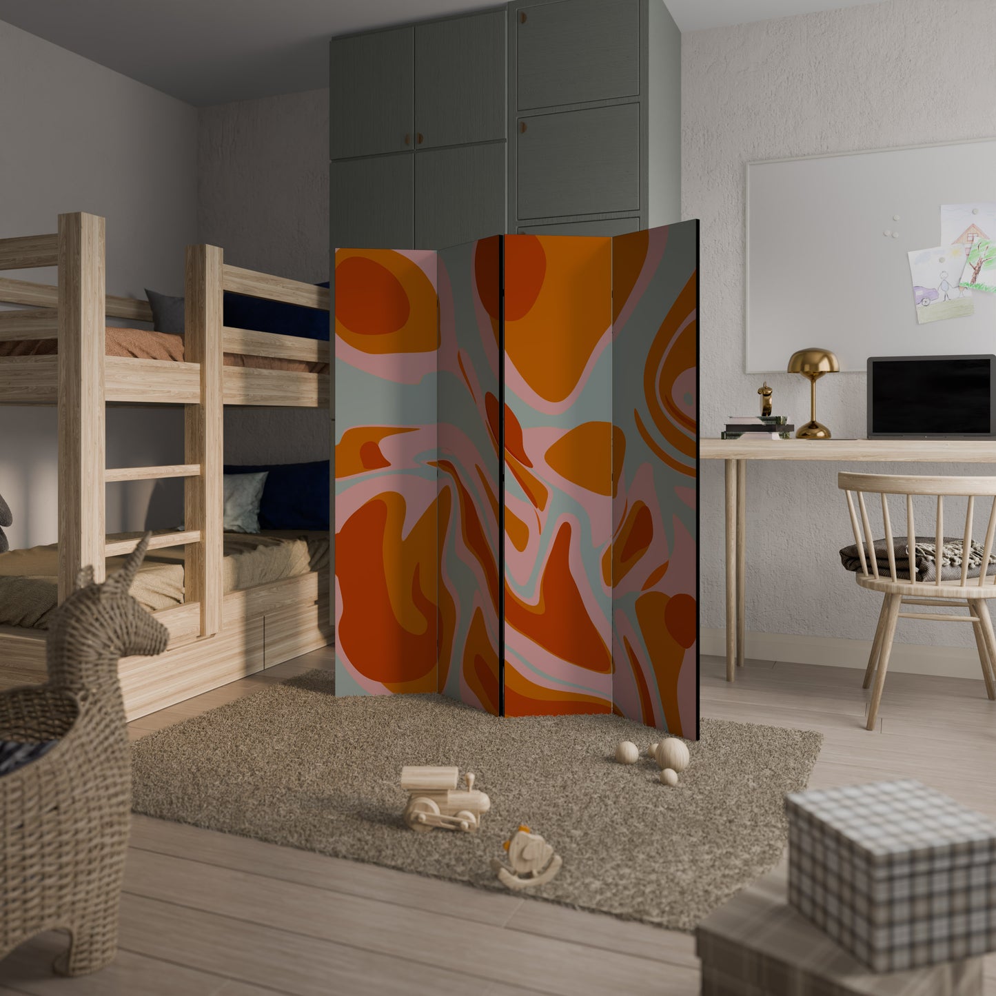 FLOATING BURN - Divisorio decorativo per ambienti a 4 pannelli