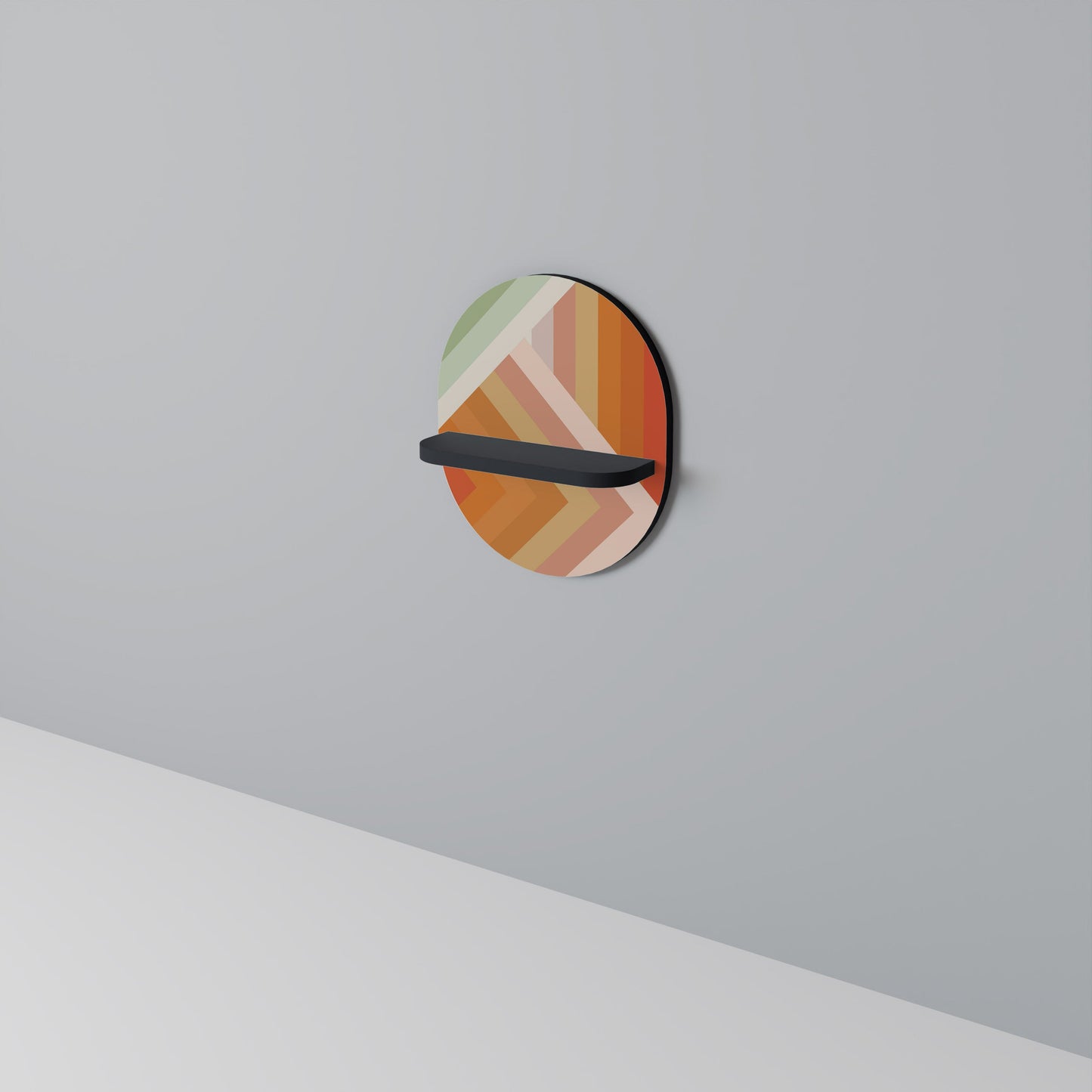 GRADIENT PICKS Oval Art Shelf In Black Finish