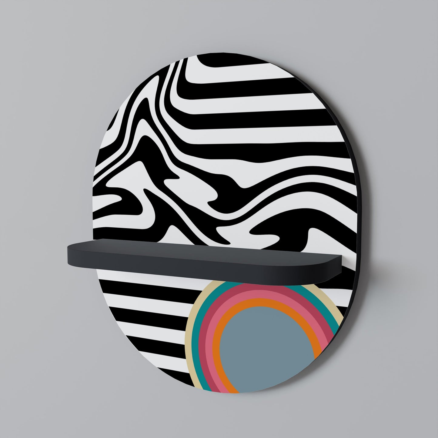 SPECTRA SHOWCASE Oval Art Shelf In Black Finish