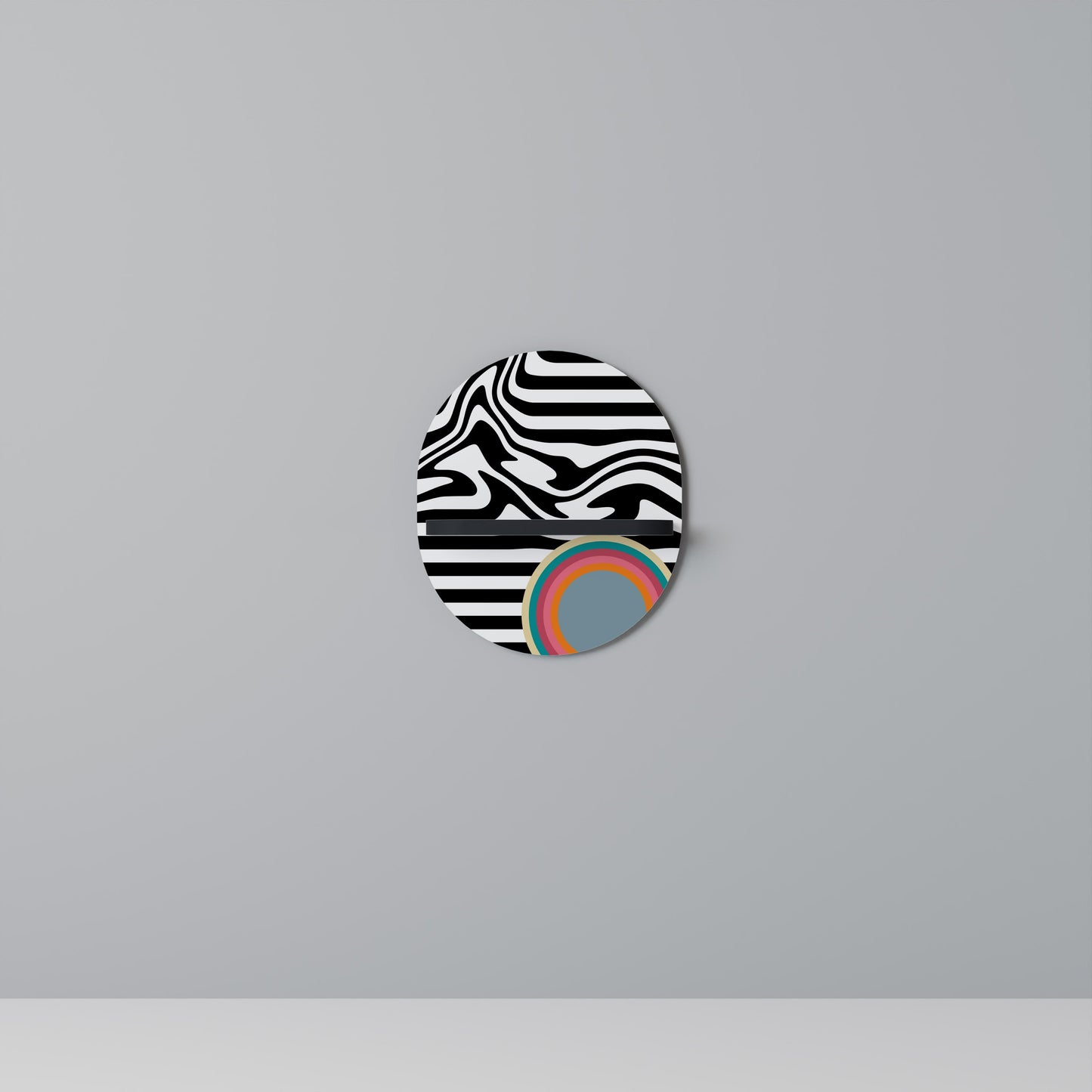 SPECTRA SHOWCASE Oval Art Shelf In Black Finish