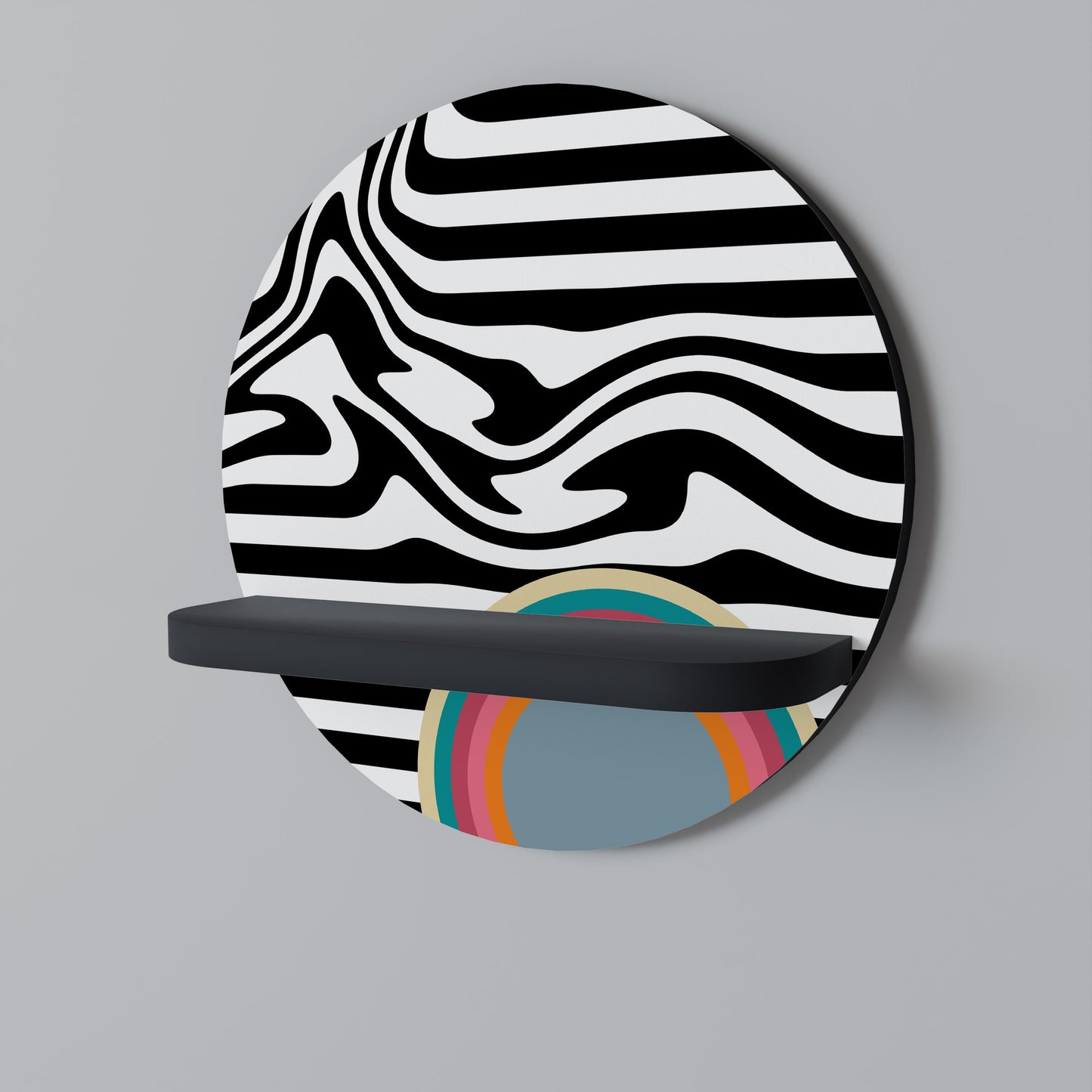 SPECTRA SHOWCASE Round Art Shelf In Black Finish