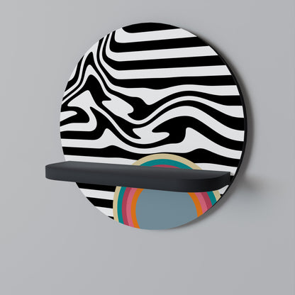 SPECTRA SHOWCASE Round Art Shelf In Black Finish