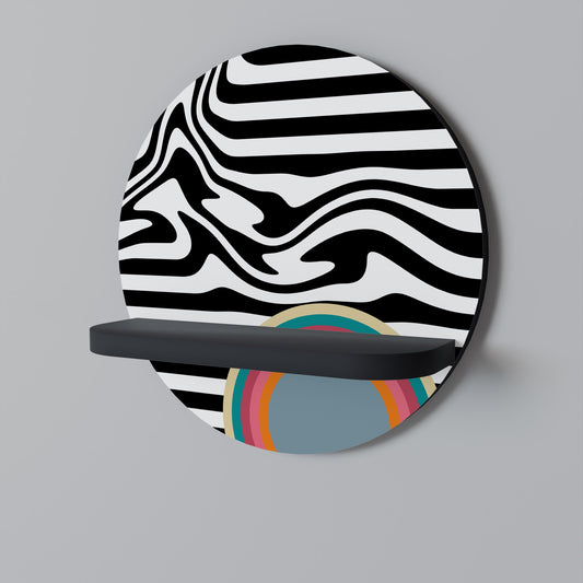 SPECTRA SHOWCASE Round Art Shelf In Black Finish