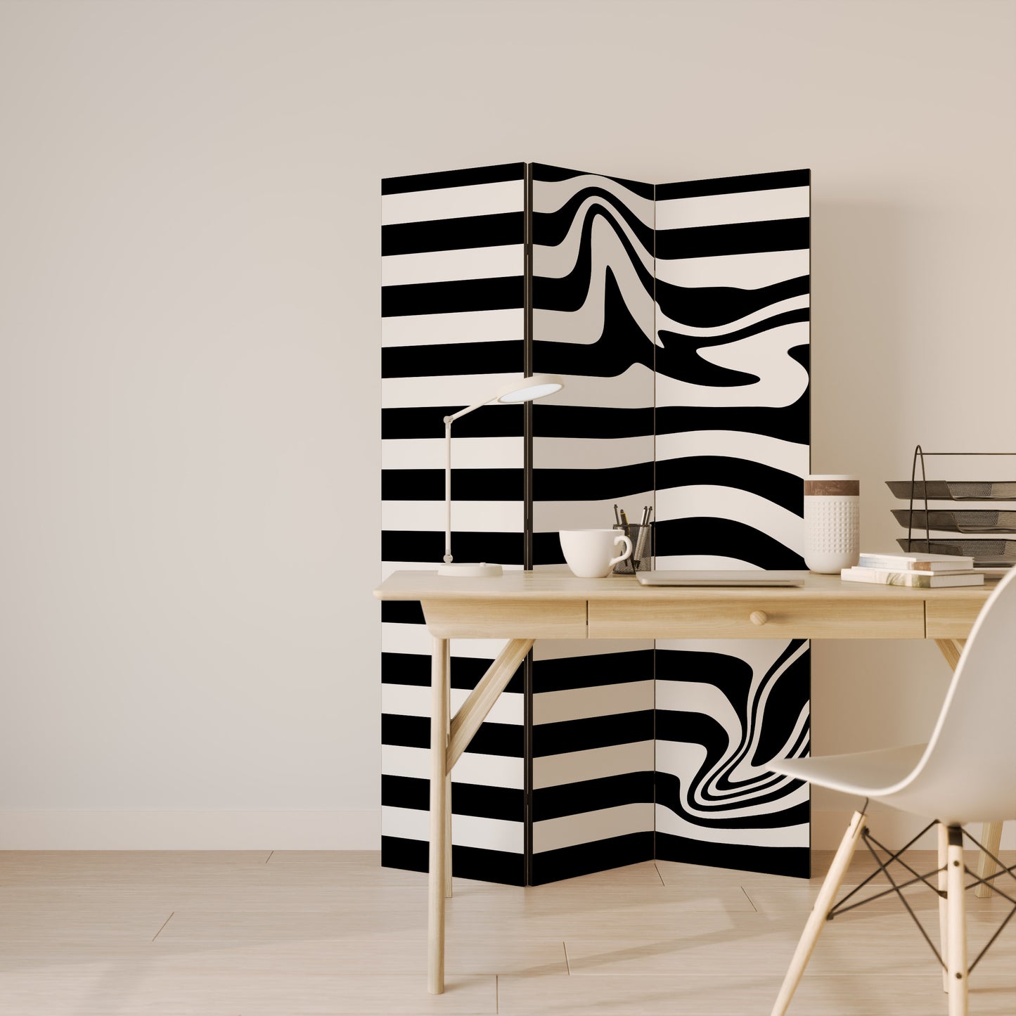 Divisorio decorativo per ambienti POLYLINE FUZZY a 3 pannelli