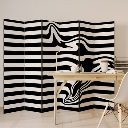 Divisorio decorativo per ambienti POLYLINE FUZZY a 6 pannelli