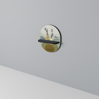 EARTH ELEMENTS Oval Art Shelf In Black Finish