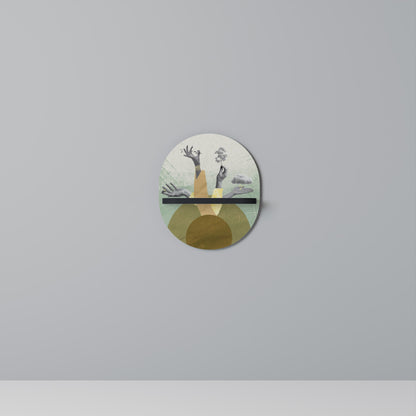 EARTH ELEMENTS Oval Art Shelf In Black Finish