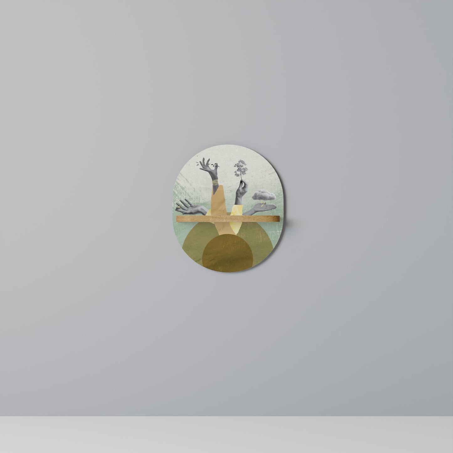 EARTH ELEMENTS Mensola Ovale Decorativa in Effetto Rovere