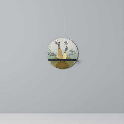 EARTH ELEMENTS Round Art Shelf In Black Finish