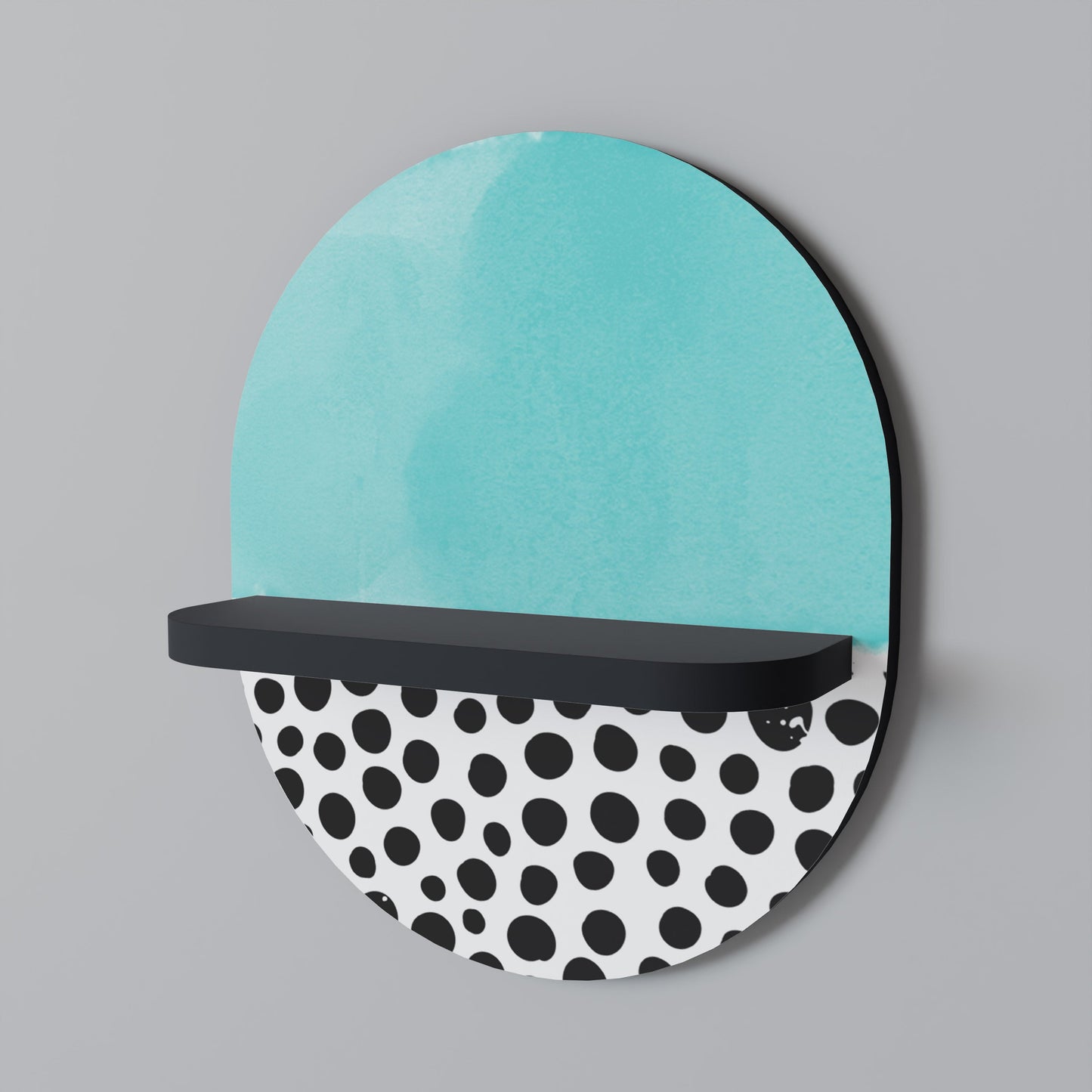 AZURE TREASURE Oval Art Shelf In Black Finish