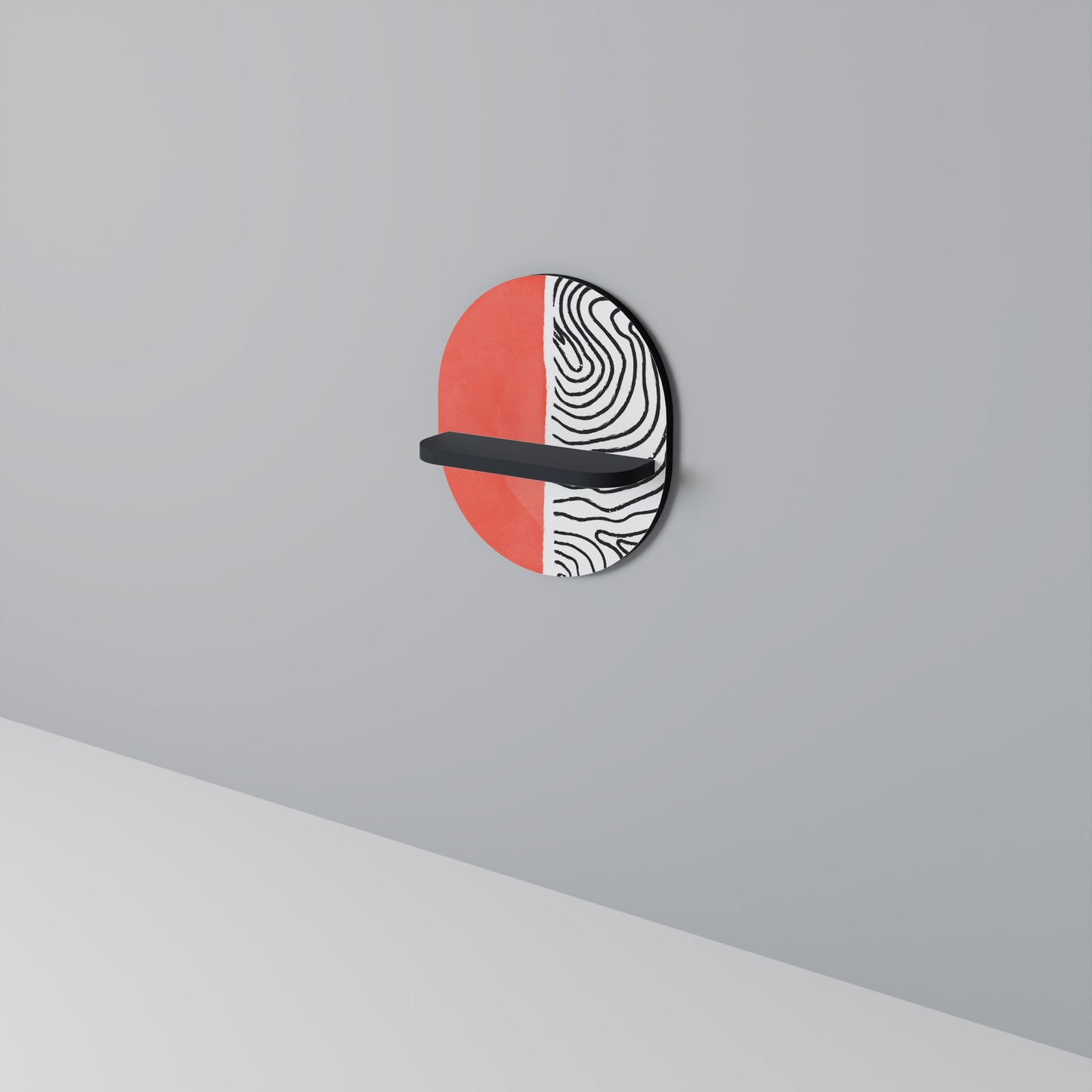 ORANGEY TREASURE Oval Art Shelf In Black Finish