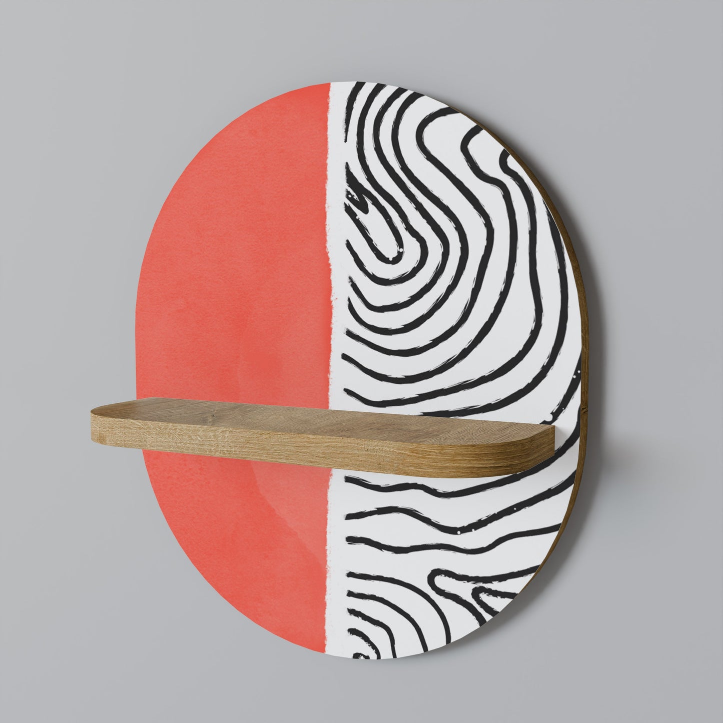 ORANGEY TREASURE Mensola Ovale Decorativa in Effetto Rovere