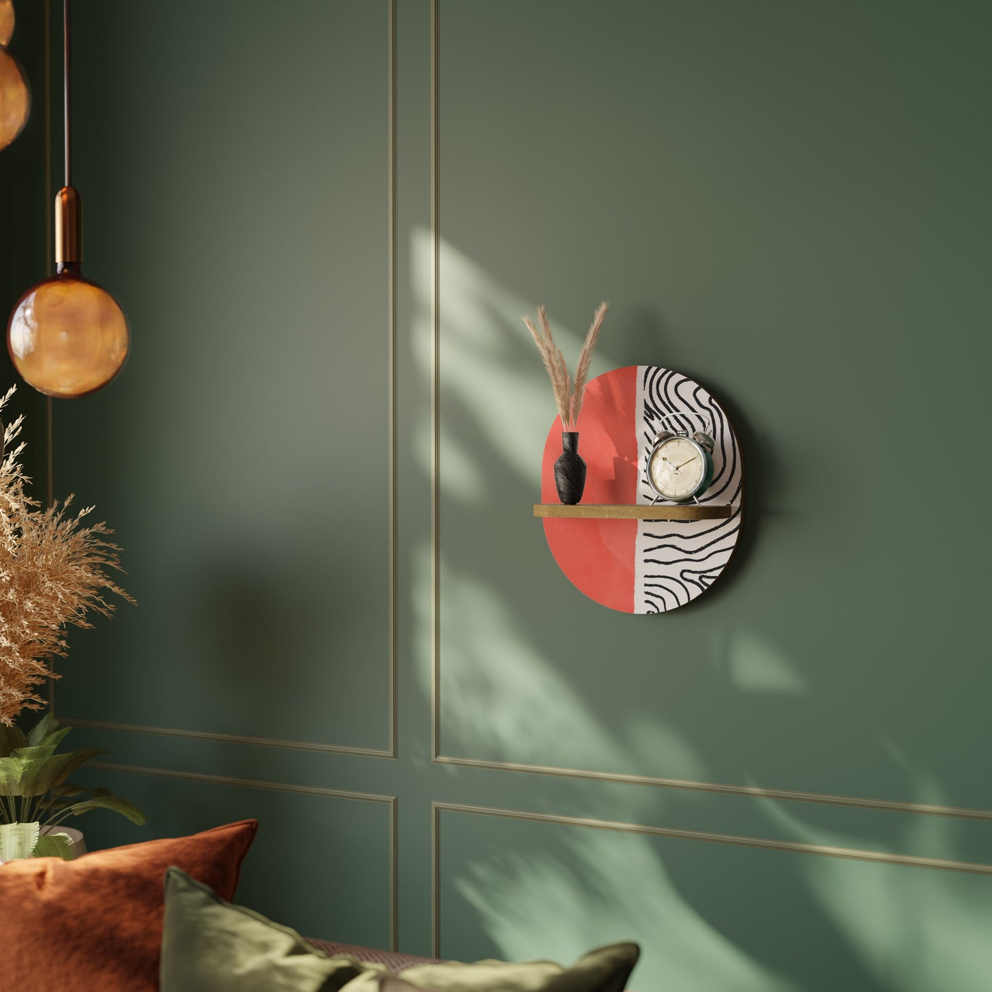 ORANGEY TREASURE Mensola Ovale Decorativa in Effetto Rovere