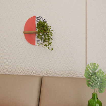 ORANGEY TREASURE Mensola Ovale Decorativa in Effetto Rovere