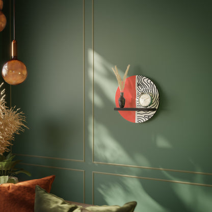 ORANGEY TREASURE Round Art Shelf In Black Finish