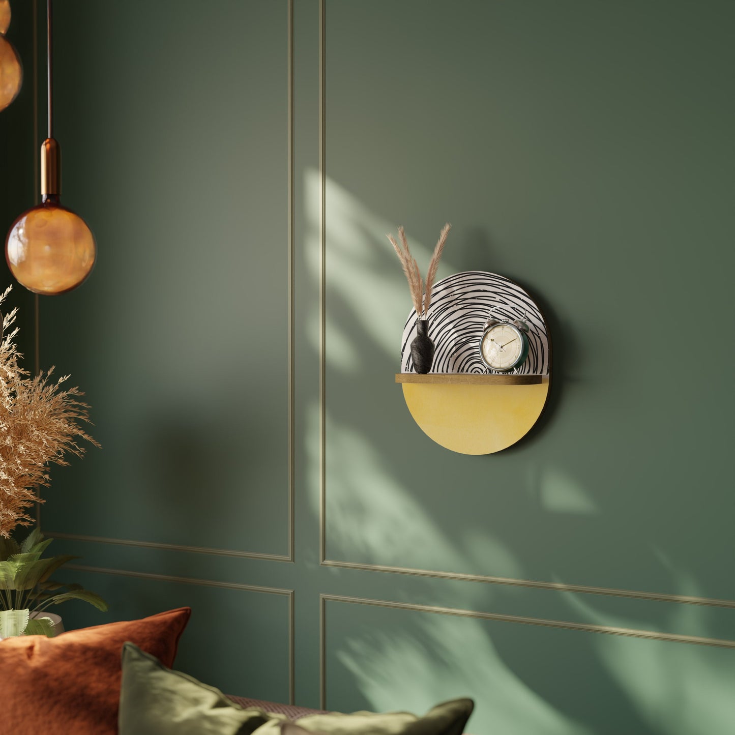 SUNNY TREASURE Mensola Ovale Decorativa in Effetto Rovere