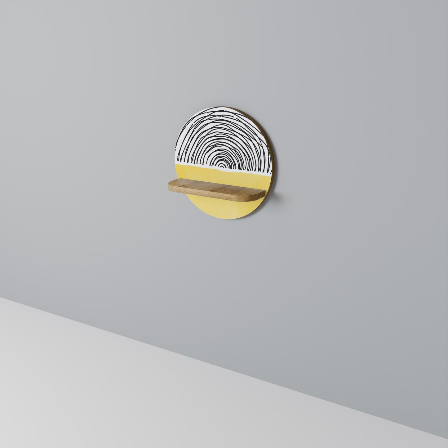 SUNNY TREASURE Round Art Shelf In Oak Effect