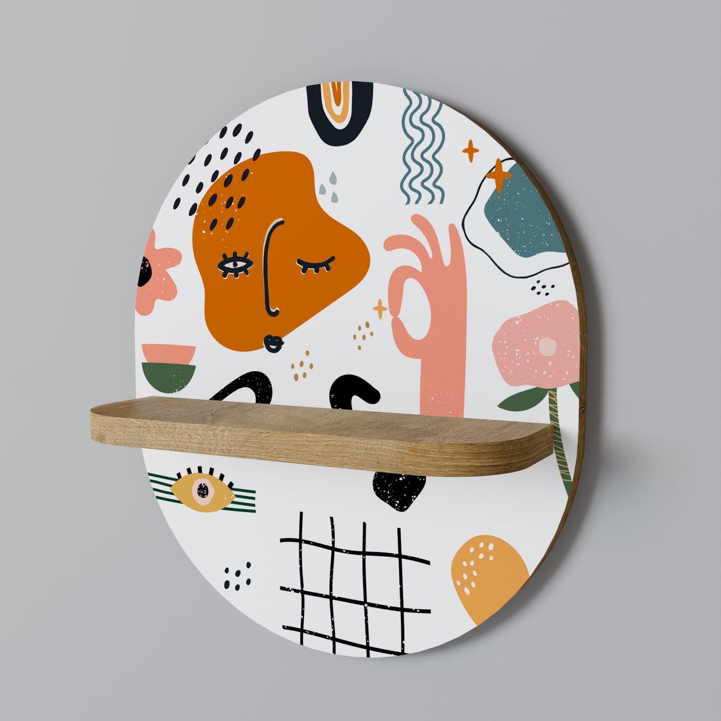 MATISSE WHIMSY Mensola Ovale Decorativa in Effetto Rovere