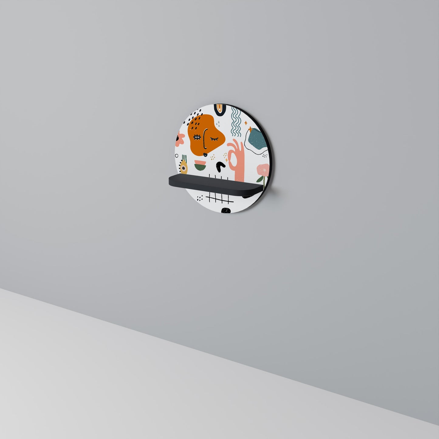 MATISSE WHIMSY Round Art Shelf In Black Finish