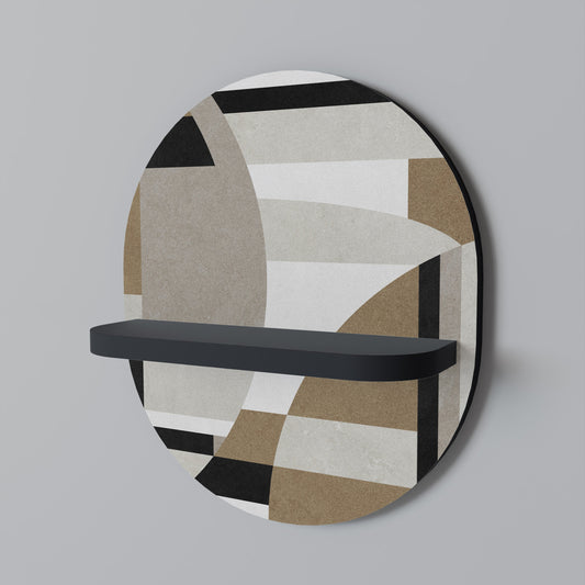 DELICATE MEMENTO Oval Art Shelf In Black Finish