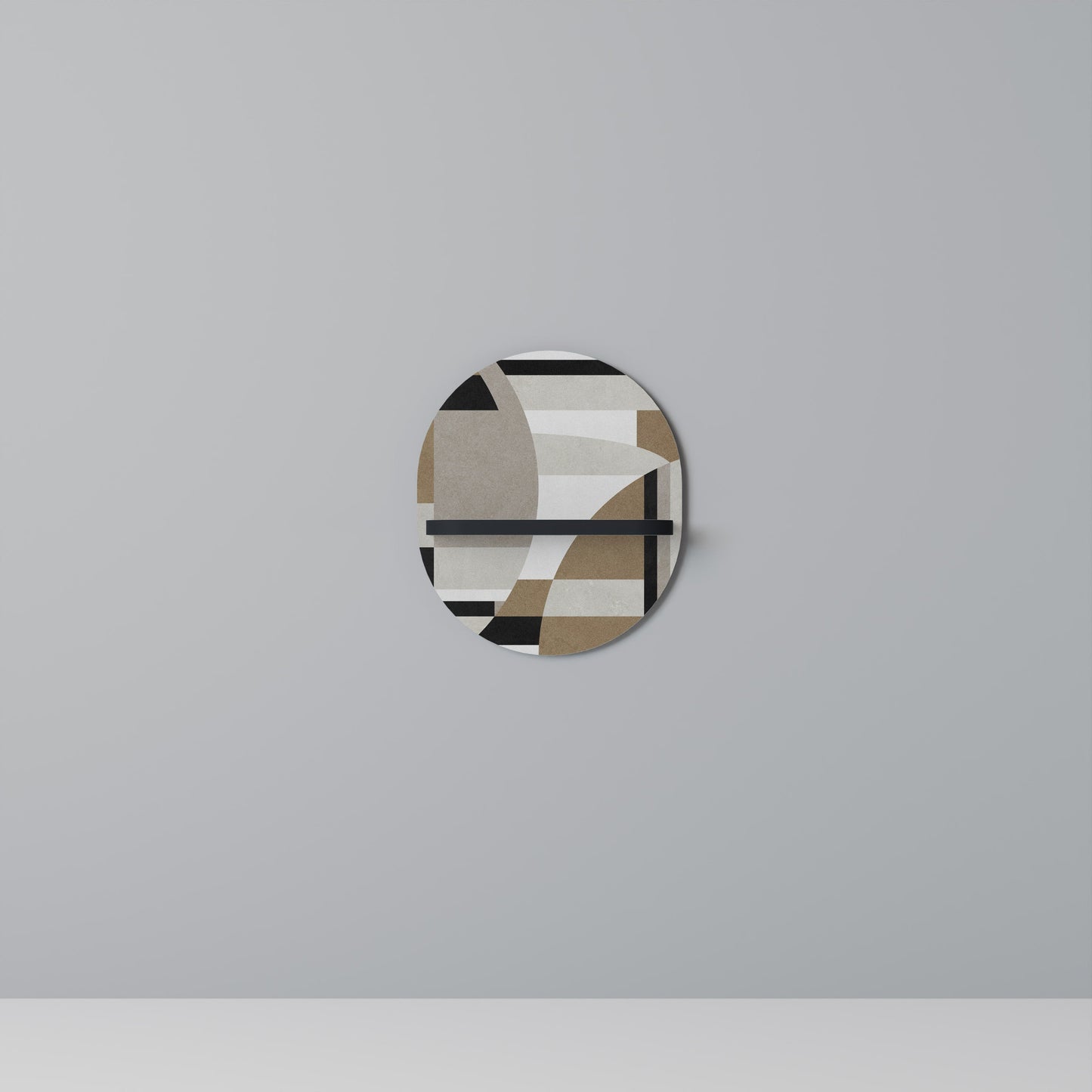 DELICATE MEMENTO Oval Art Shelf In Black Finish