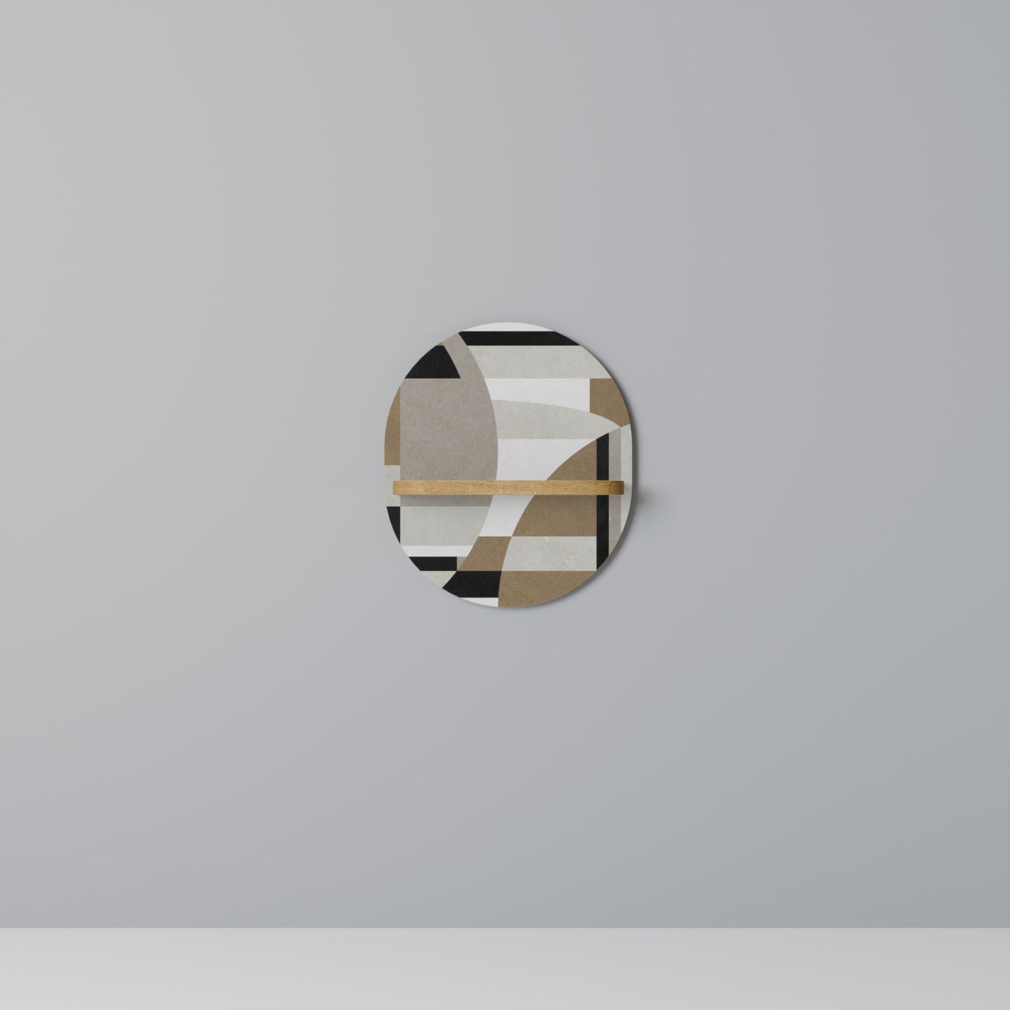 DELICATE MEMENTO Oval Art Shelf In Oak Effect