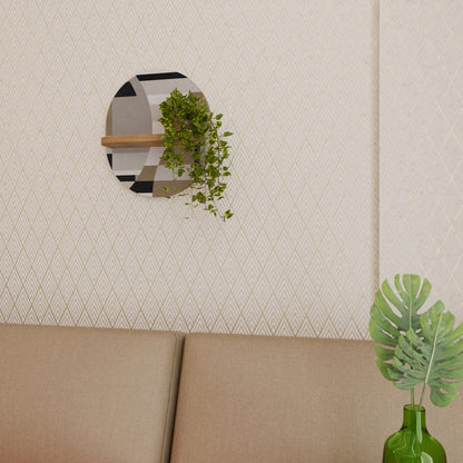 DELICATE MEMENTO Oval Art Shelf In Oak Effect