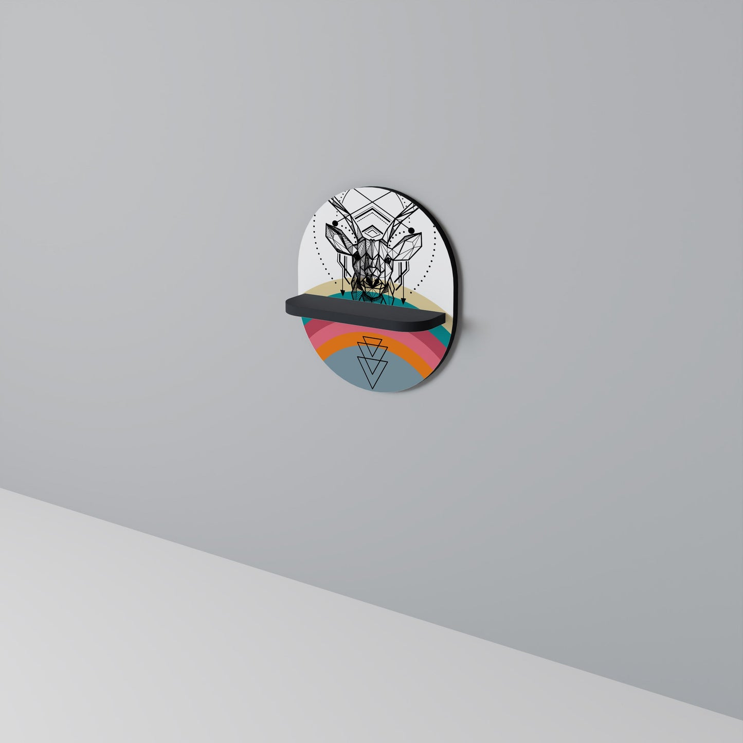 DEER OF COLOR Oval Art Shelf In Black Finish