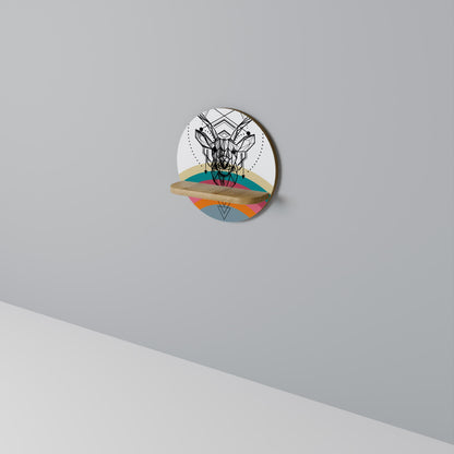 DEER OF COLOR Round Art Shelf In Oak Effect