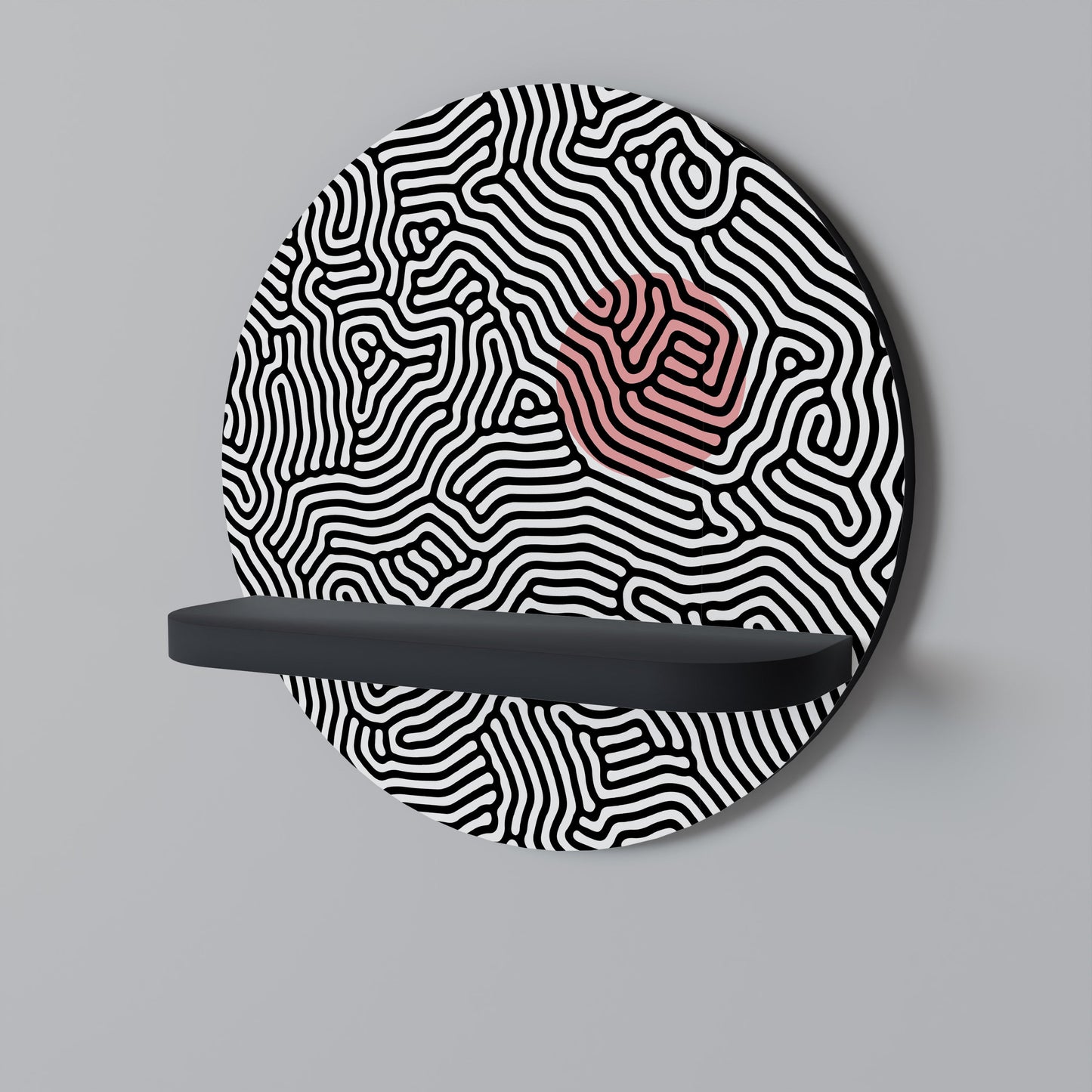 LIVING DOT Round Art Shelf In Black Finish