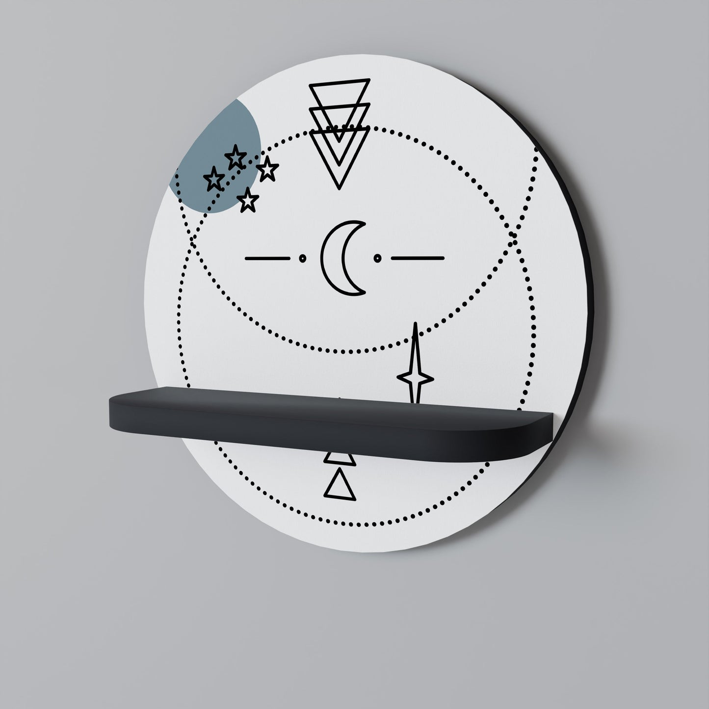 CELESTIAL BODY Round Art Shelf In Black Finish