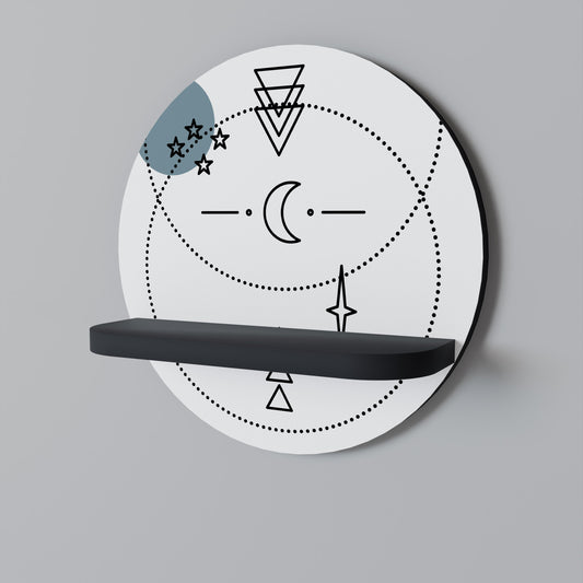 CELESTIAL BODY Round Art Shelf In Black Finish