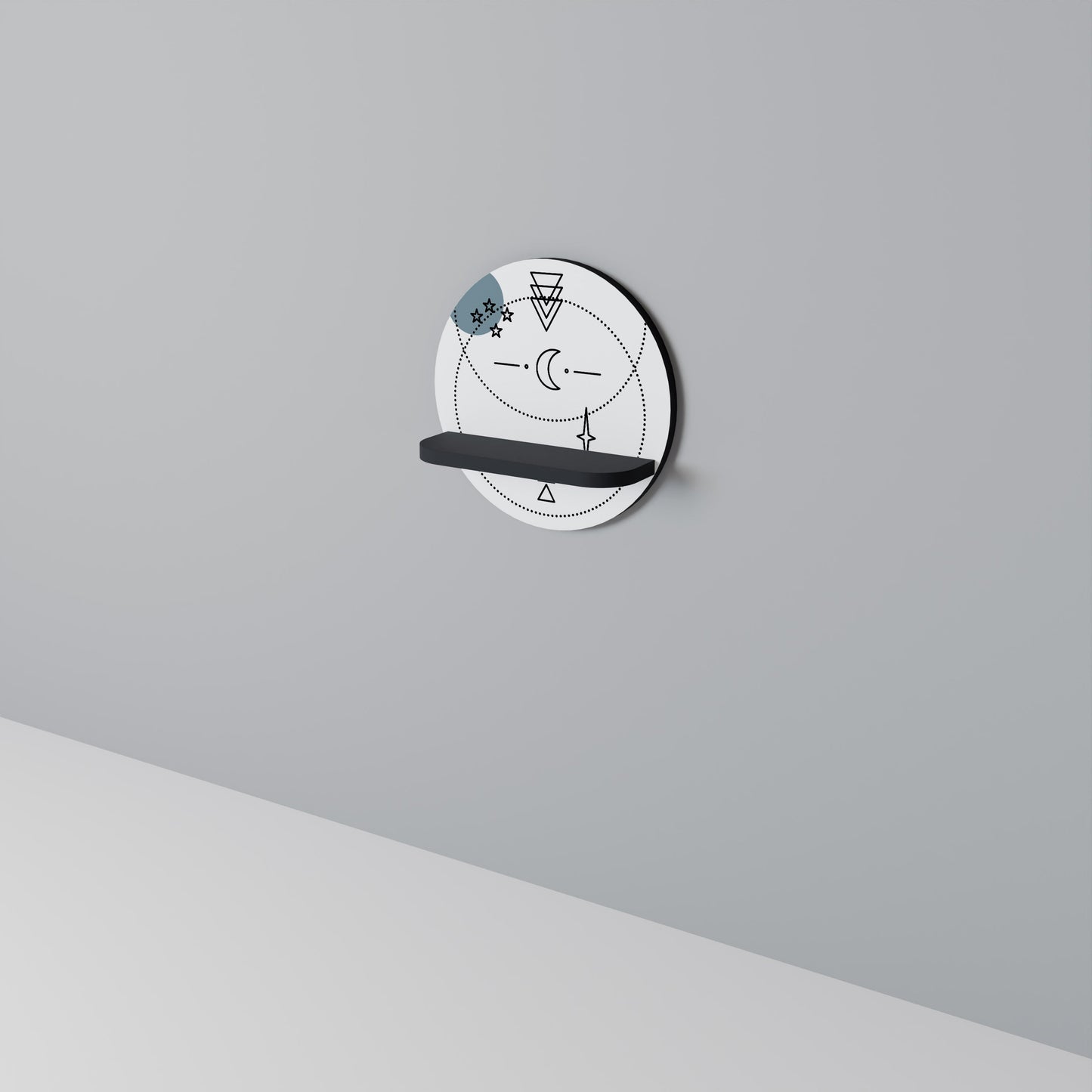 CELESTIAL BODY Round Art Shelf In Black Finish