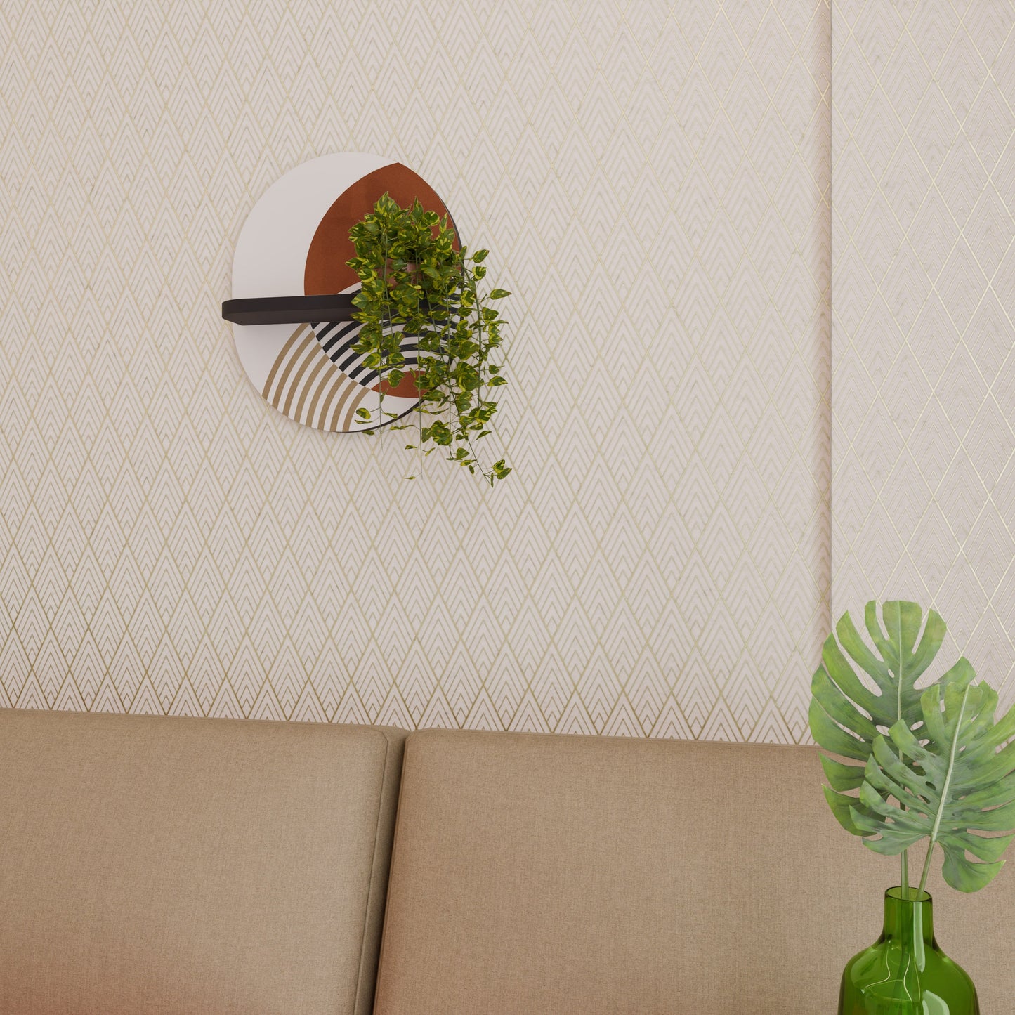 SPACE AROUND Oval Art Shelf In Black Finish