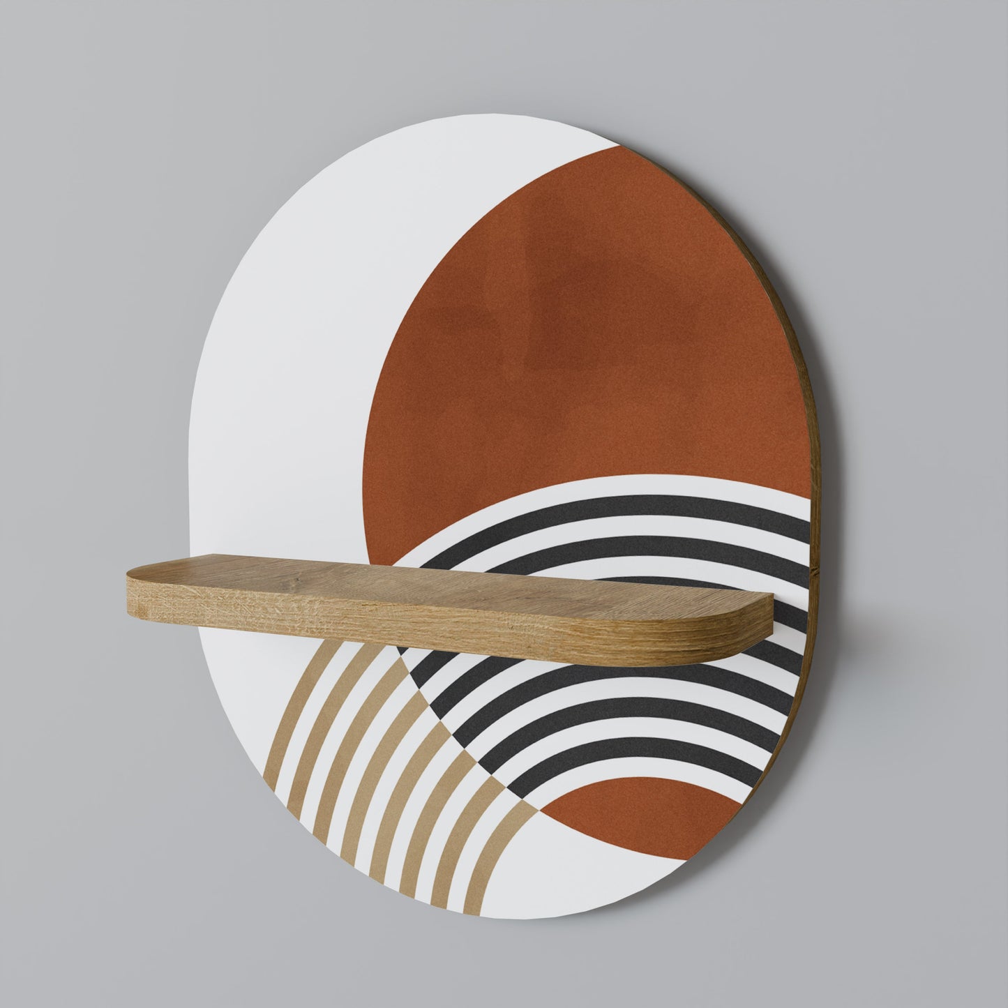 SPACE AROUND Mensola Ovale Decorativa in Effetto Rovere