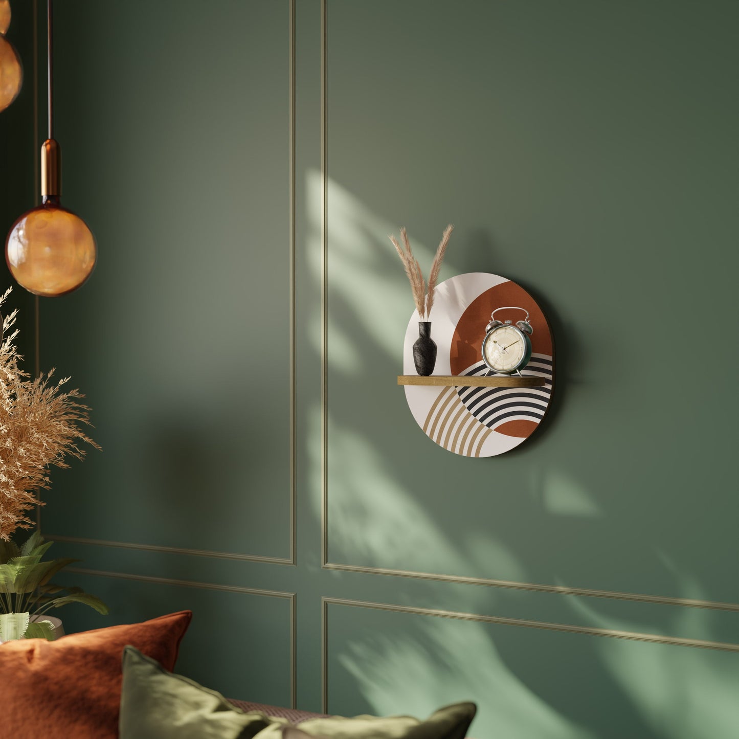 SPACE AROUND Mensola Ovale Decorativa in Effetto Rovere