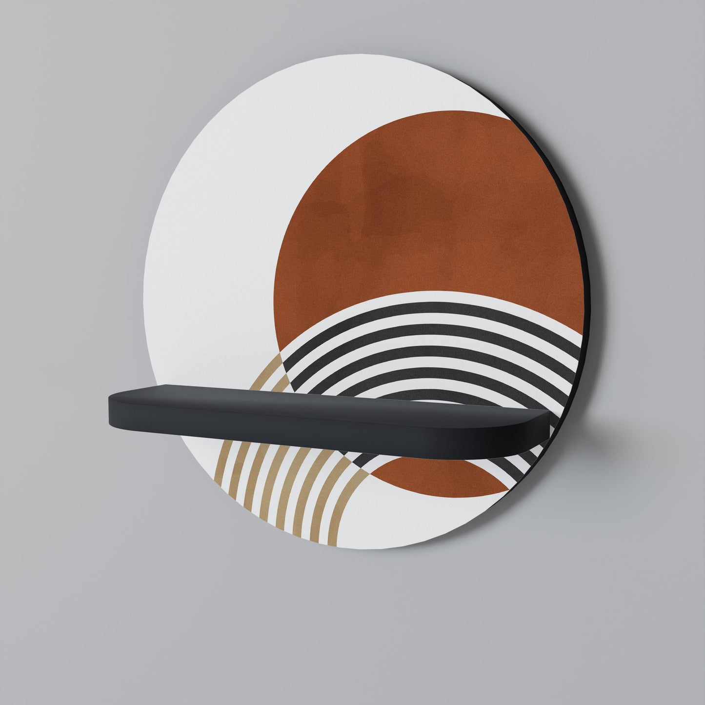 SPACE AROUND Round Art Shelf In Black Finish