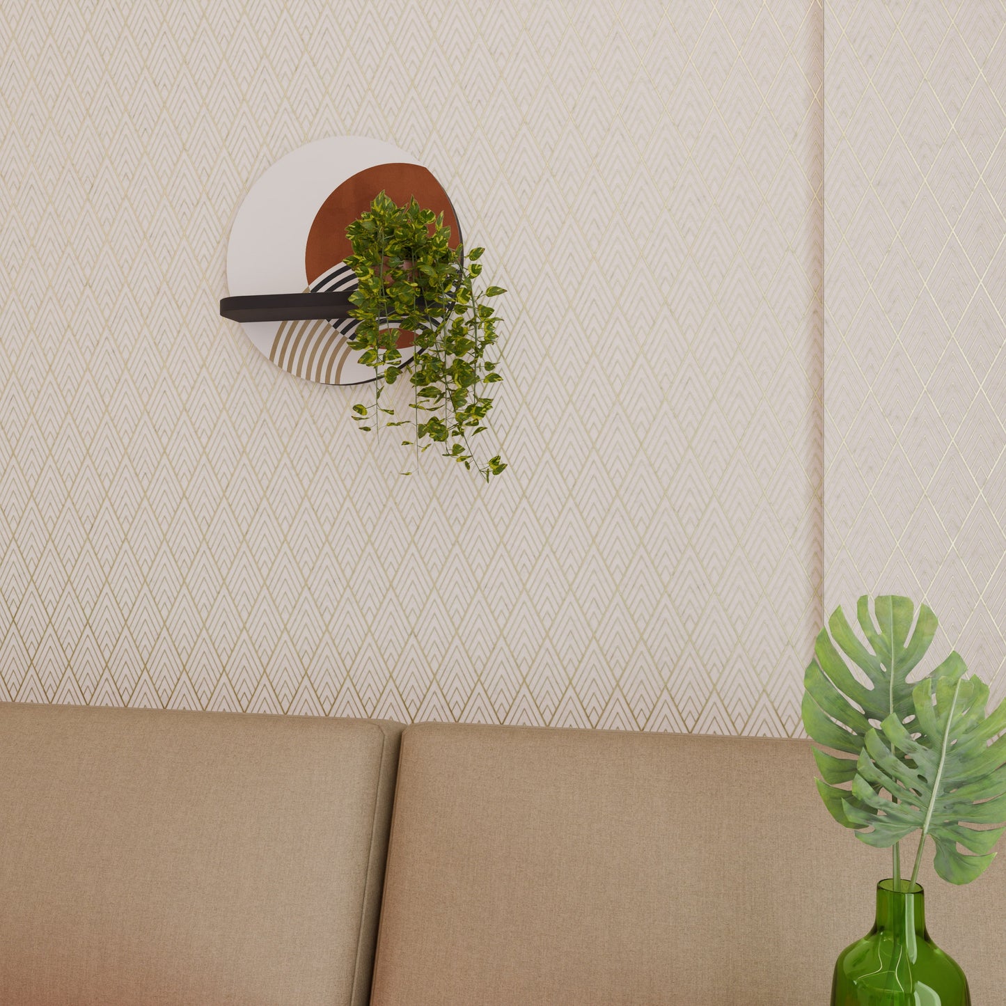 SPACE AROUND Round Art Shelf In Black Finish