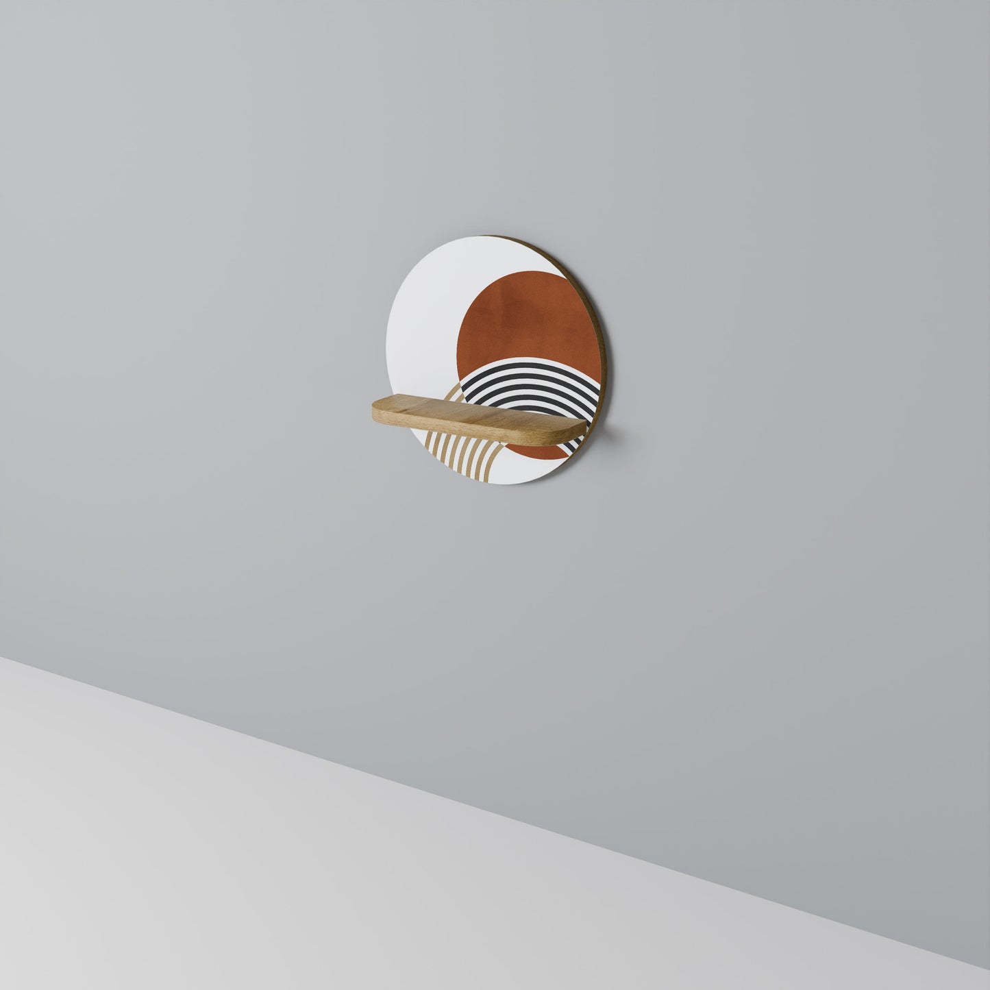 SPACE AROUND Mensola Rotonda Decorativa in Effetto Rovere