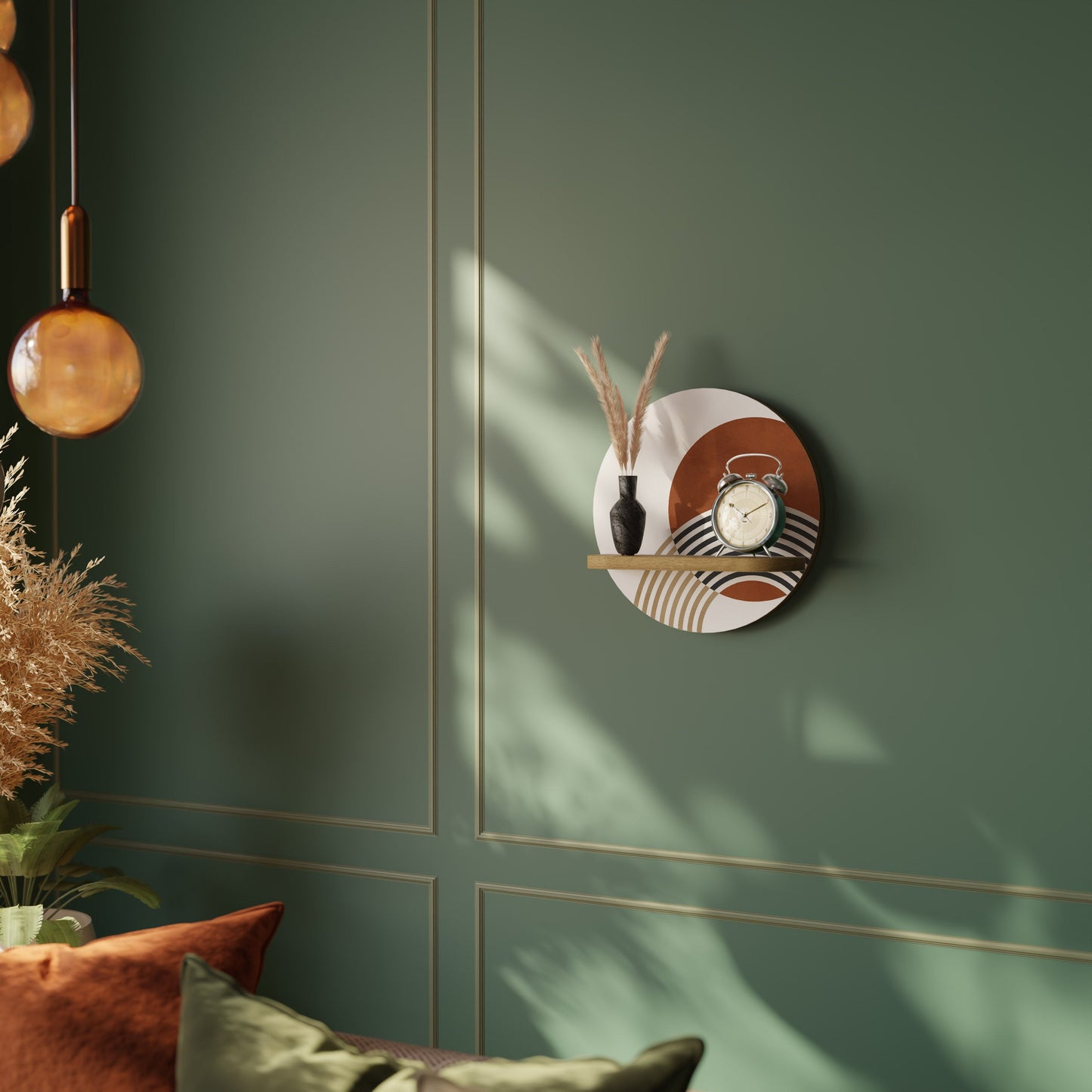 SPACE AROUND Mensola Rotonda Decorativa in Effetto Rovere