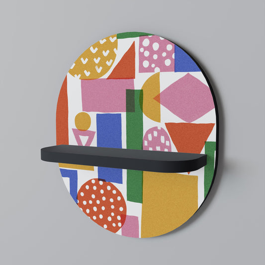 GEOMETRIC GLIMMER Oval Art Shelf In Black Finish