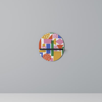 GEOMETRIC GLIMMER Oval Art Shelf In Black Finish