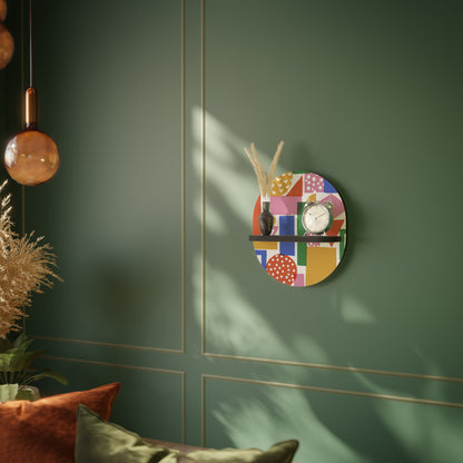 GEOMETRIC GLIMMER Oval Art Shelf In Black Finish