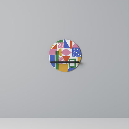 GEOMETRIC GLIMMER Round Art Shelf In Black Finish