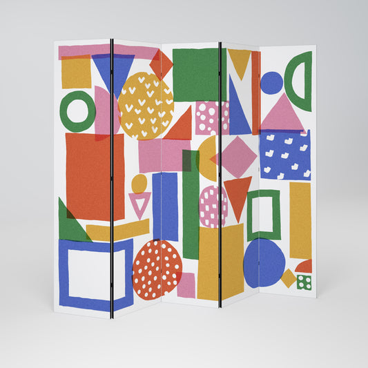 GEOMETRIC GLIMMER Decorative 5-Panel Room Divider