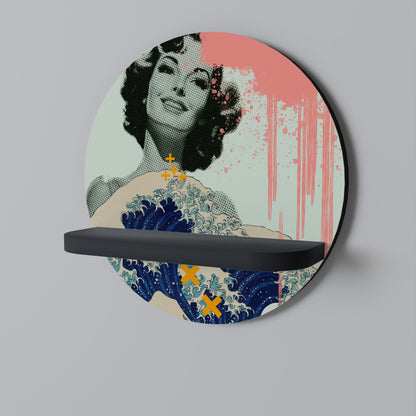 KANAGAWA BEAUTY Round Art Shelf In Black Finish