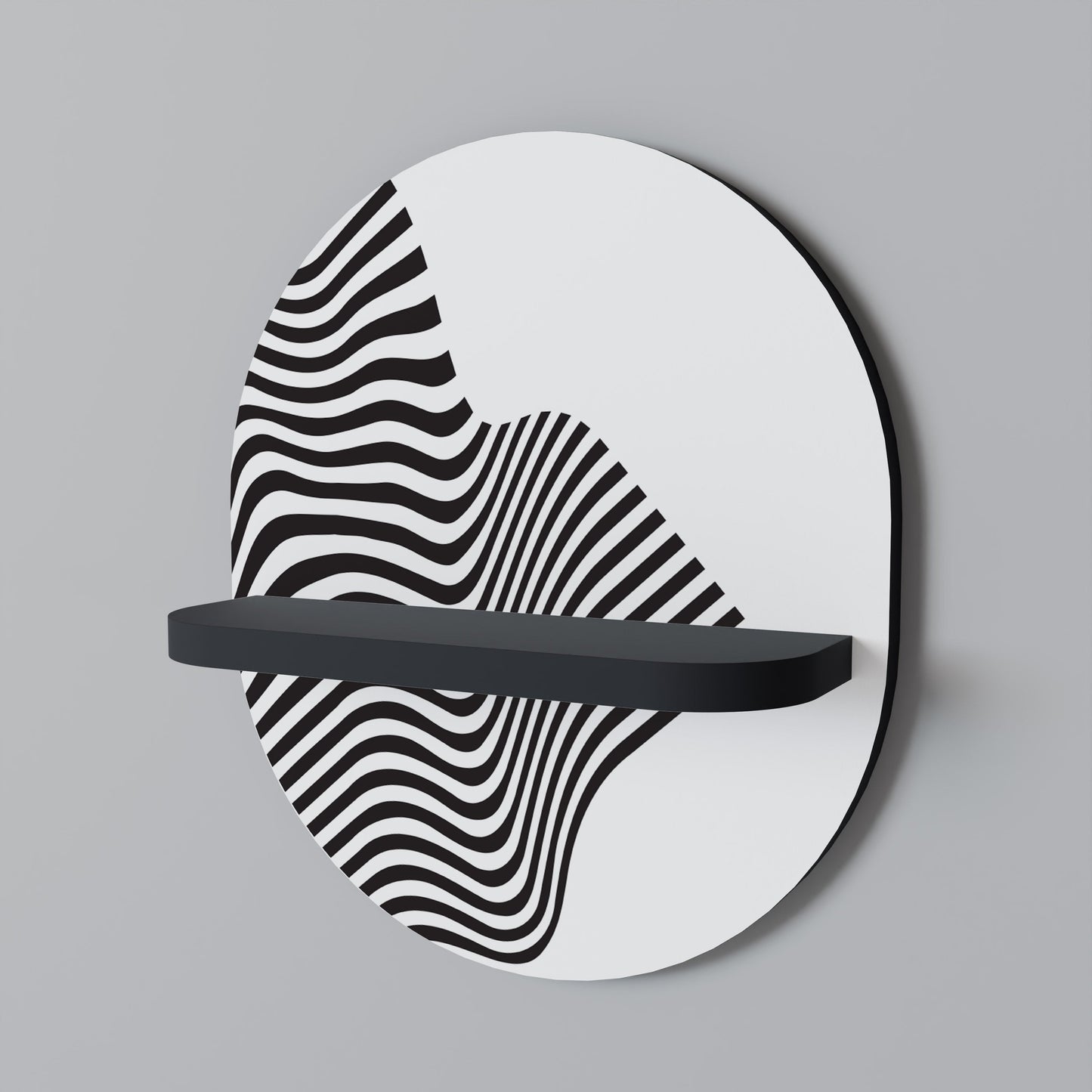 ILLUSIONARY FLOW Mensola Ovale Decorativa con Finitura Nera