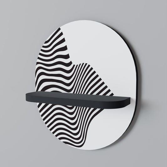 ILLUSIONARY FLOW Oval Art Shelf In Black Finish