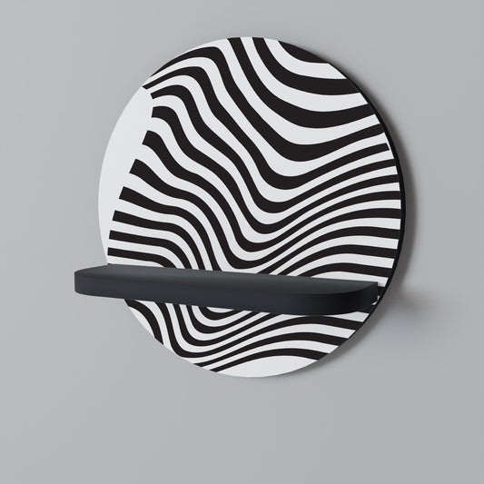 ILLUSIONARY FLOW Round Art Shelf In Black Finish